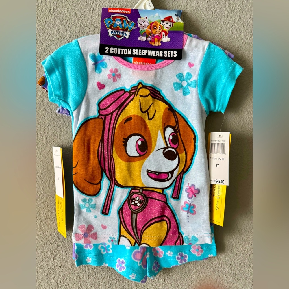 Nickelodeon Paw Patrol Little Girls 4-Piece Cotton Shorts Pajama Set(3T,4T),NWT
